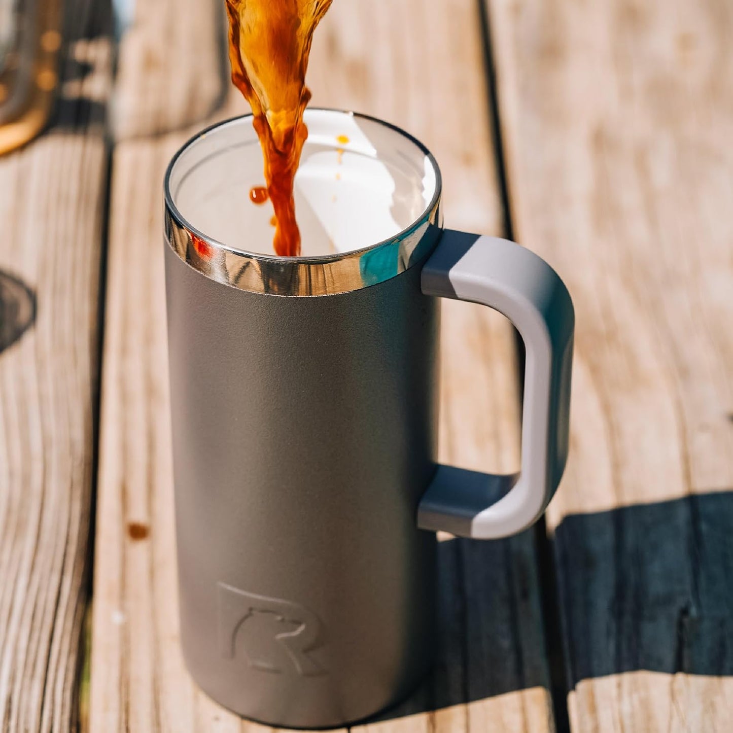 20oz Road Trip Travel Mug with Lid and Handle, Ceramic Lined, Beach | Stainless Steel Metal, Insulated Travel Cup for Hot and Cold Drinks, Coffee, Car, Camping and Travel