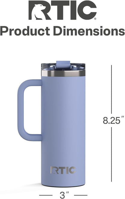 20oz Road Trip Travel Mug with Lid and Handle, Ceramic Lined, Beach | Stainless Steel Metal, Insulated Travel Cup for Hot and Cold Drinks, Coffee, Car, Camping and Travel