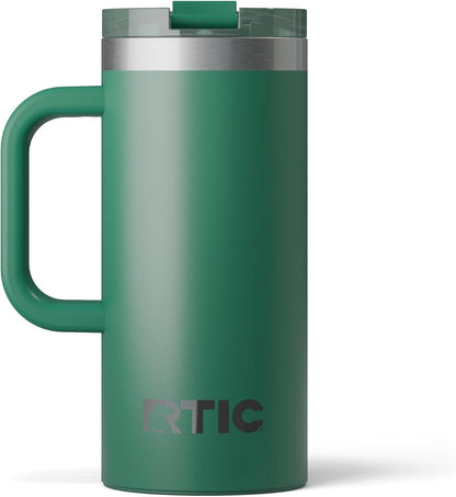 20oz Road Trip Travel Mug with Lid and Handle, Ceramic Lined, Beach | Stainless Steel Metal, Insulated Travel Cup for Hot and Cold Drinks, Coffee, Car, Camping and Travel