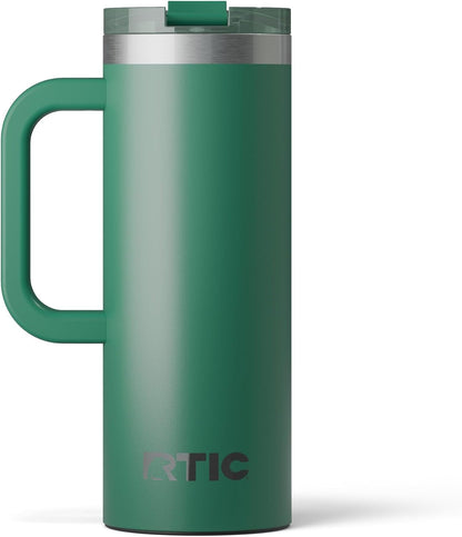 20oz Road Trip Travel Mug with Lid and Handle, Ceramic Lined, Beach | Stainless Steel Metal, Insulated Travel Cup for Hot and Cold Drinks, Coffee, Car, Camping and Travel