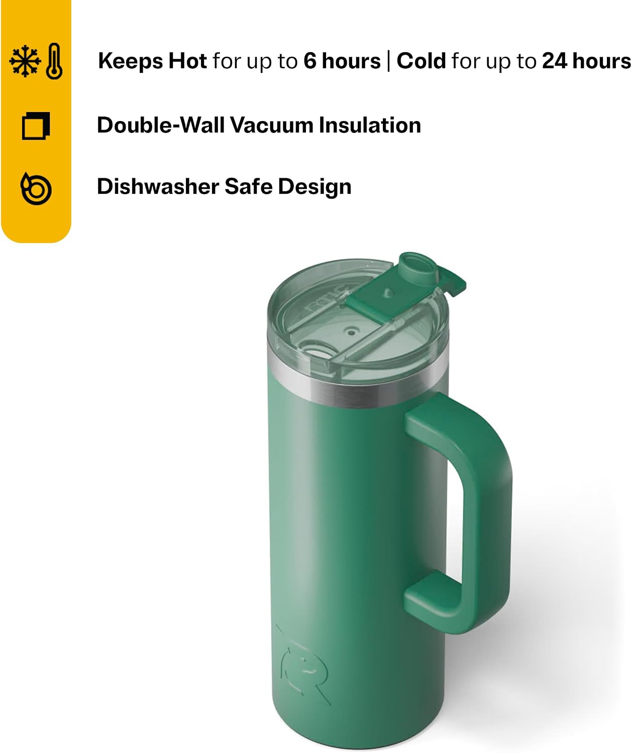 20oz Road Trip Travel Mug with Lid and Handle, Ceramic Lined, Beach | Stainless Steel Metal, Insulated Travel Cup for Hot and Cold Drinks, Coffee, Car, Camping and Travel