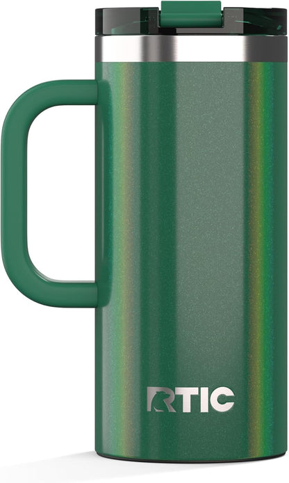 20oz Road Trip Travel Mug with Lid and Handle, Ceramic Lined, Beach | Stainless Steel Metal, Insulated Travel Cup for Hot and Cold Drinks, Coffee, Car, Camping and Travel