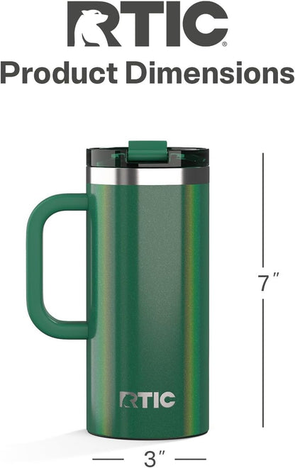 20oz Road Trip Travel Mug with Lid and Handle, Ceramic Lined, Beach | Stainless Steel Metal, Insulated Travel Cup for Hot and Cold Drinks, Coffee, Car, Camping and Travel