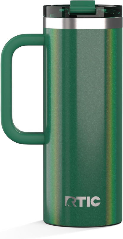 20oz Road Trip Travel Mug with Lid and Handle, Ceramic Lined, Beach | Stainless Steel Metal, Insulated Travel Cup for Hot and Cold Drinks, Coffee, Car, Camping and Travel