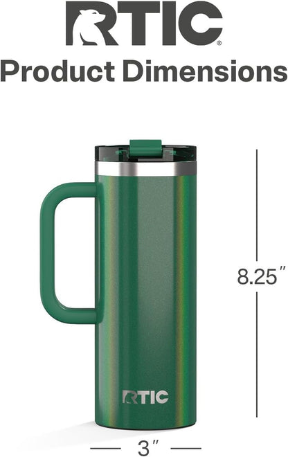 20oz Road Trip Travel Mug with Lid and Handle, Ceramic Lined, Beach | Stainless Steel Metal, Insulated Travel Cup for Hot and Cold Drinks, Coffee, Car, Camping and Travel