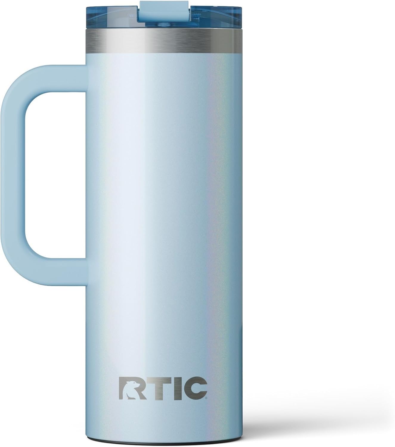 20oz Road Trip Travel Mug with Lid and Handle, Ceramic Lined, Beach | Stainless Steel Metal, Insulated Travel Cup for Hot and Cold Drinks, Coffee, Car, Camping and Travel