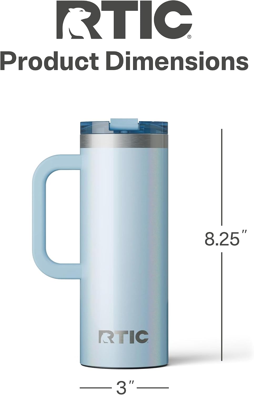 20oz Road Trip Travel Mug with Lid and Handle, Ceramic Lined, Beach | Stainless Steel Metal, Insulated Travel Cup for Hot and Cold Drinks, Coffee, Car, Camping and Travel