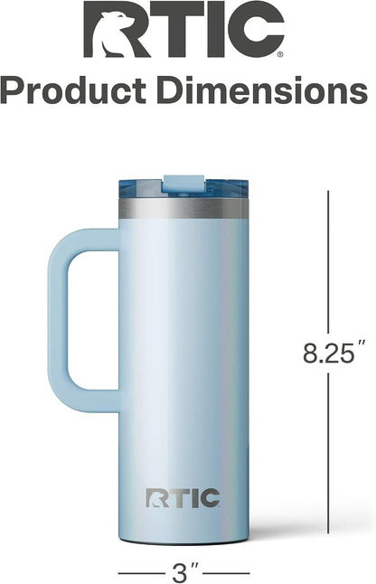 20oz Road Trip Travel Mug with Lid and Handle, Ceramic Lined, Beach | Stainless Steel Metal, Insulated Travel Cup for Hot and Cold Drinks, Coffee, Car, Camping and Travel