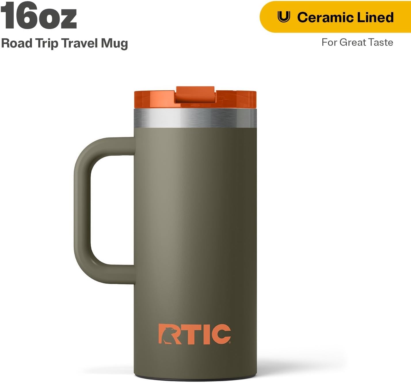 20oz Road Trip Travel Mug with Lid and Handle, Ceramic Lined, Beach | Stainless Steel Metal, Insulated Travel Cup for Hot and Cold Drinks, Coffee, Car, Camping and Travel