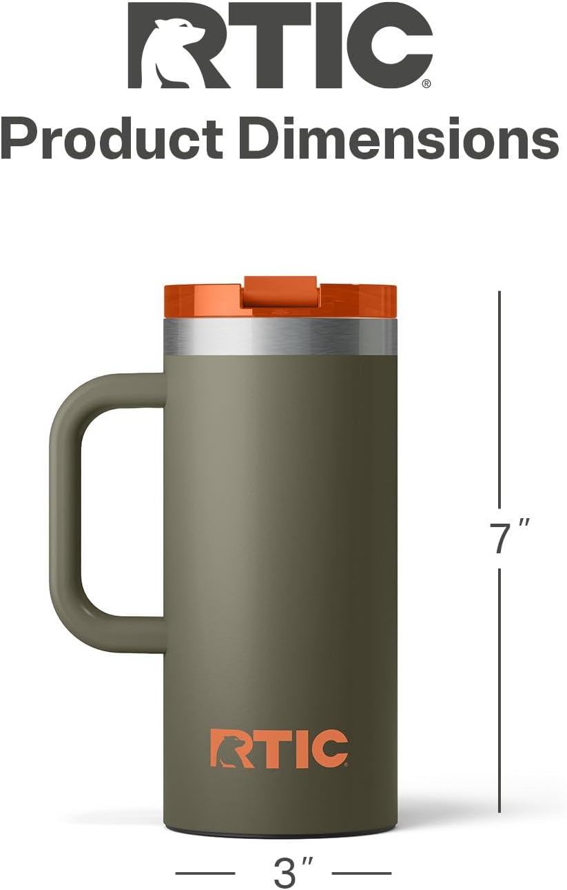 20oz Road Trip Travel Mug with Lid and Handle, Ceramic Lined, Beach | Stainless Steel Metal, Insulated Travel Cup for Hot and Cold Drinks, Coffee, Car, Camping and Travel