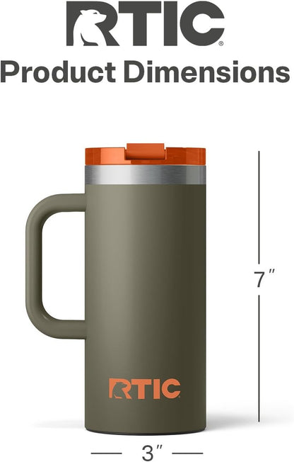 20oz Road Trip Travel Mug with Lid and Handle, Ceramic Lined, Beach | Stainless Steel Metal, Insulated Travel Cup for Hot and Cold Drinks, Coffee, Car, Camping and Travel