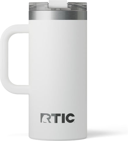 20oz Road Trip Travel Mug with Lid and Handle, Ceramic Lined, Beach | Stainless Steel Metal, Insulated Travel Cup for Hot and Cold Drinks, Coffee, Car, Camping and Travel