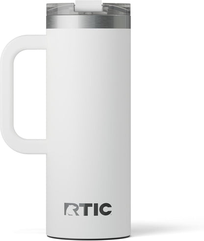 20oz Road Trip Travel Mug with Lid and Handle, Ceramic Lined, Beach | Stainless Steel Metal, Insulated Travel Cup for Hot and Cold Drinks, Coffee, Car, Camping and Travel