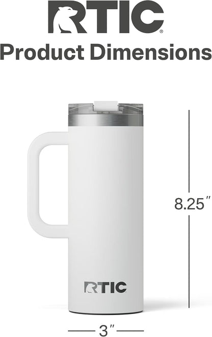 20oz Road Trip Travel Mug with Lid and Handle, Ceramic Lined, Beach | Stainless Steel Metal, Insulated Travel Cup for Hot and Cold Drinks, Coffee, Car, Camping and Travel