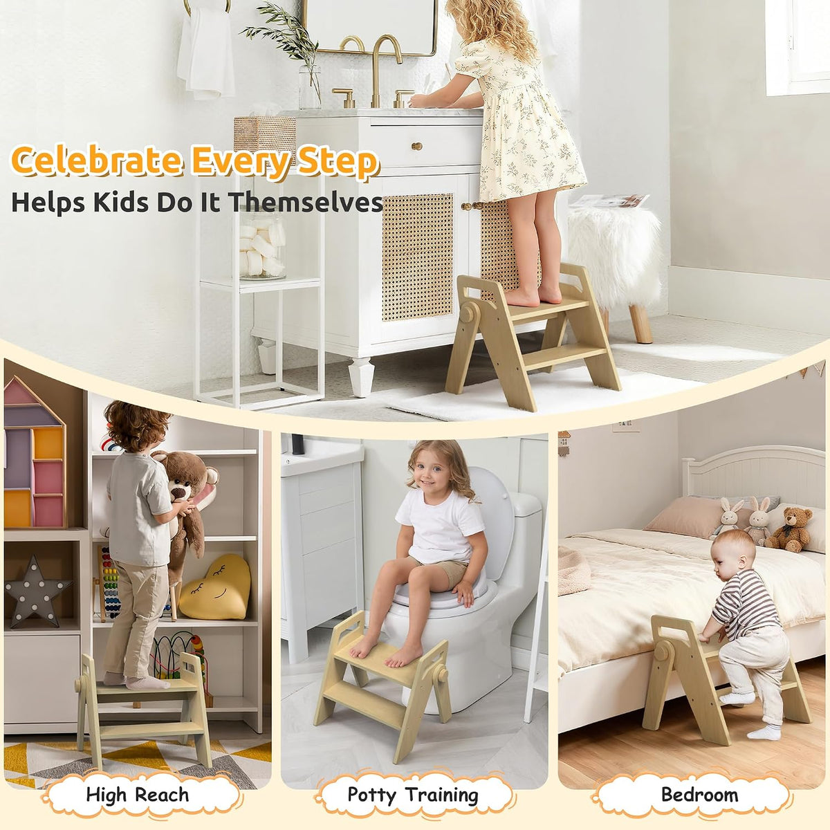 Toddler Kids Child Step Stool, Wooden