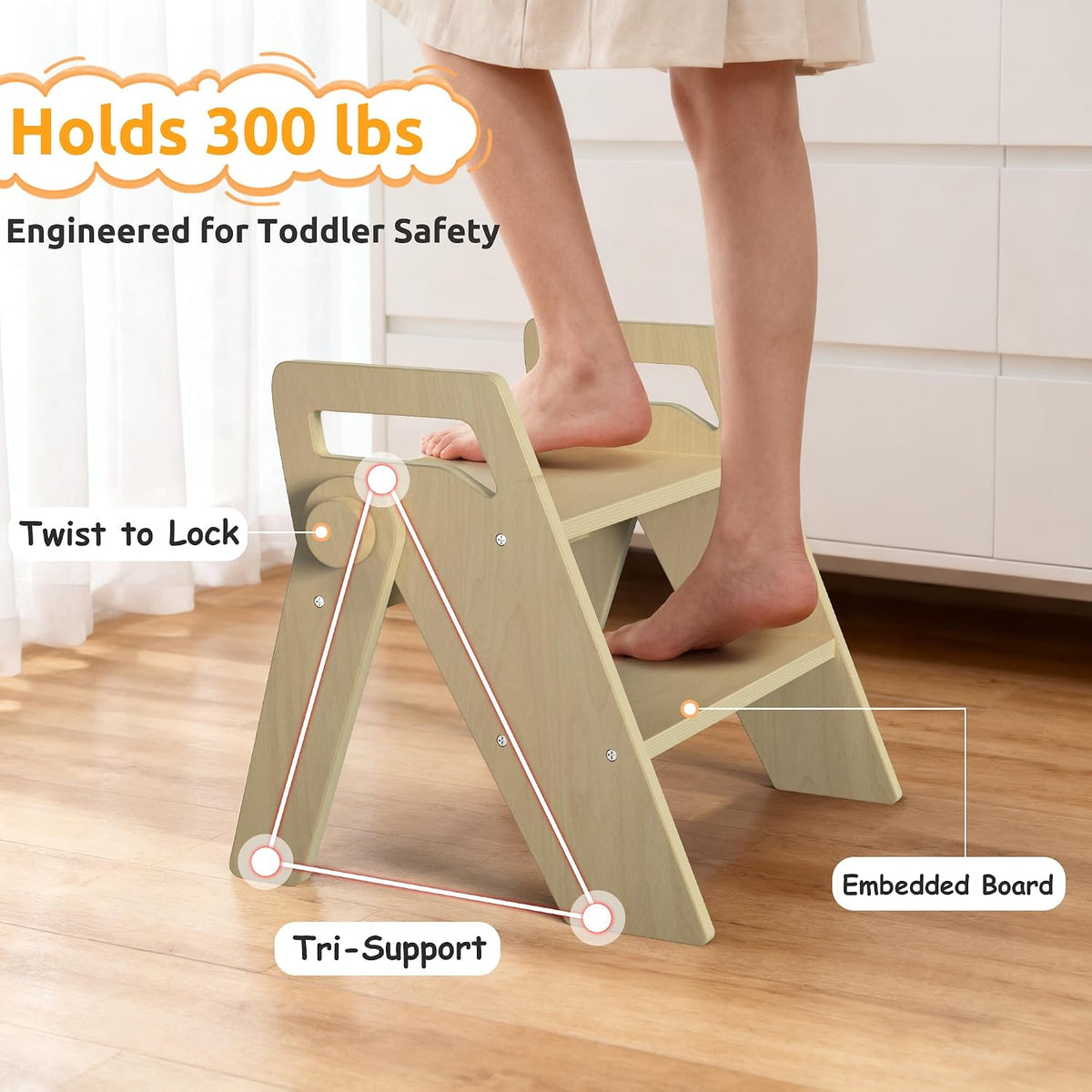 Toddler Kids Child Step Stool, Wooden