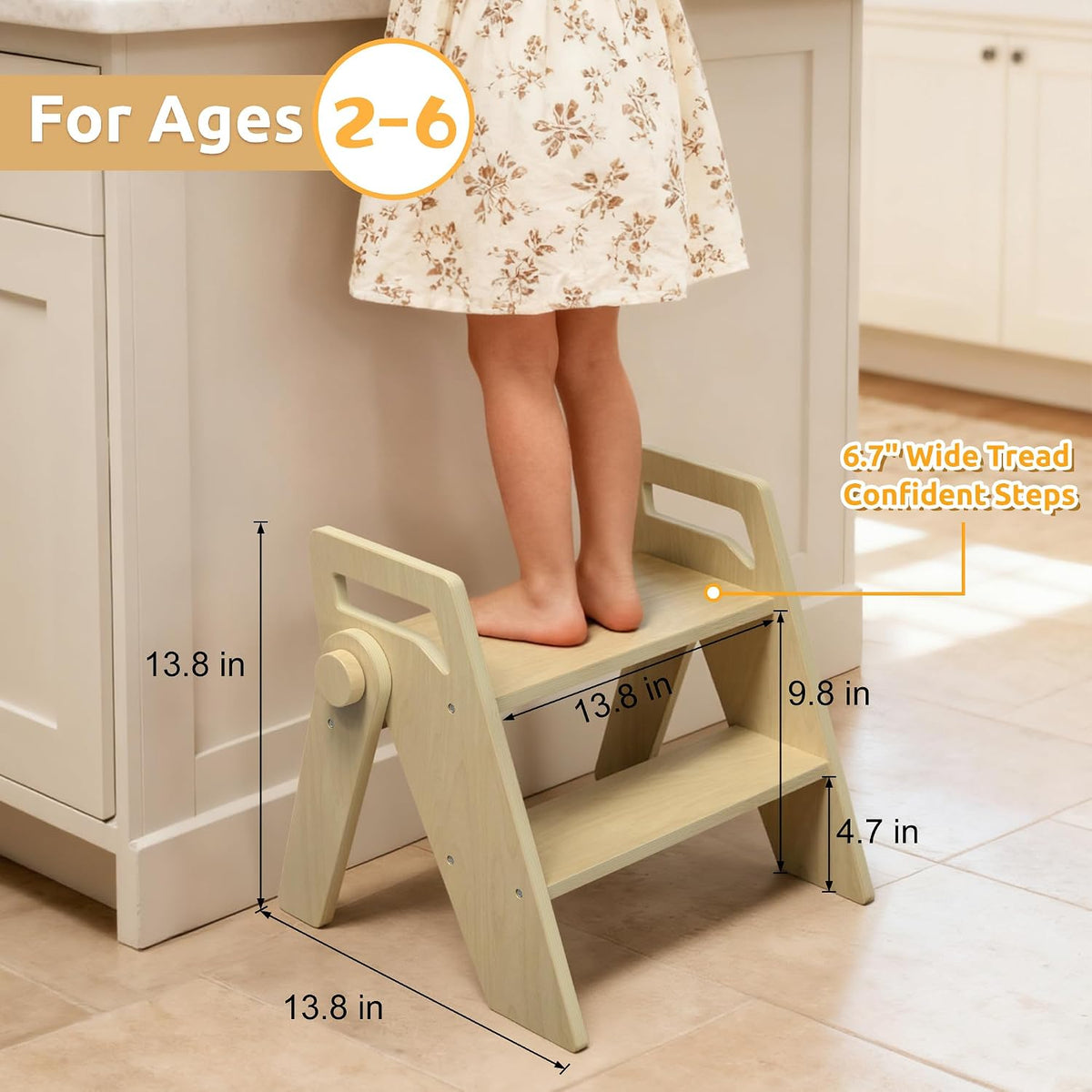 Toddler Kids Child Step Stool, Wooden
