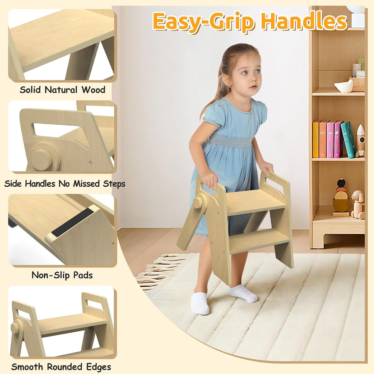Toddler Kids Child Step Stool, Wooden