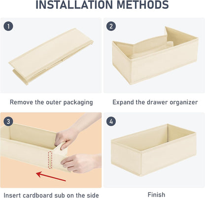 Drawer Organizer Clothes - Underwear Organizer Closet Organizers and Storage Box Dresser Organizer,Drawer Dividers for Baby Clothes,Bra,Socks, Belt, Tie, Set of 6,Pink