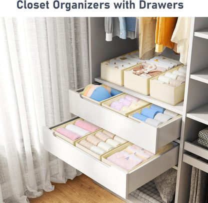 Drawer Organizer Clothes - Underwear Organizer Closet Organizers and Storage Box Dresser Organizer,Drawer Dividers for Baby Clothes,Bra,Socks, Belt, Tie, Set of 6,Pink