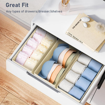 Drawer Organizer Clothes - Underwear Organizer Closet Organizers and Storage Box Dresser Organizer,Drawer Dividers for Baby Clothes,Bra,Socks, Belt, Tie, Set of 6,Pink
