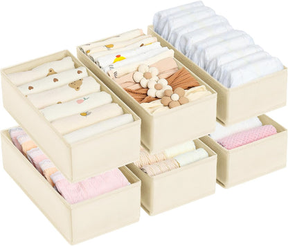 Drawer Organizer Clothes - Underwear Organizer Closet Organizers and Storage Box Dresser Organizer,Drawer Dividers for Baby Clothes,Bra,Socks, Belt, Tie, Set of 6,Pink