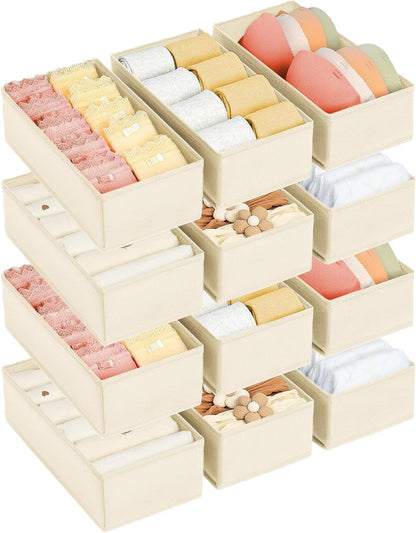 Drawer Organizer Clothes - Underwear Organizer Closet Organizers and Storage Box Dresser Organizer,Drawer Dividers for Baby Clothes,Bra,Socks, Belt, Tie, Set of 6,Pink