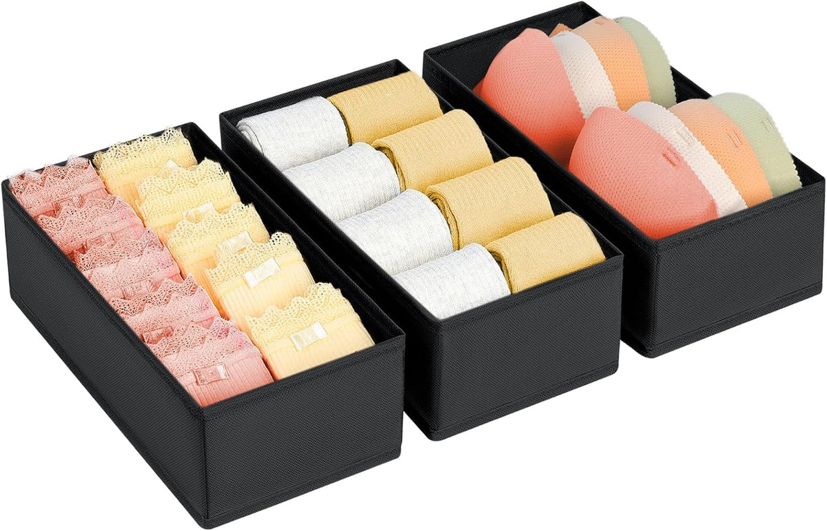 Drawer Organizer Clothes - Underwear Organizer Closet Organizers and Storage Box Dresser Organizer,Drawer Dividers for Baby Clothes,Bra,Socks, Belt, Tie, Set of 6,Pink
