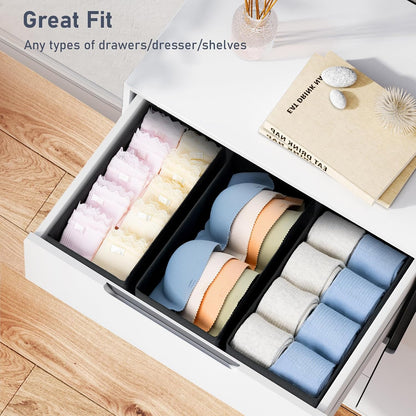 Drawer Organizer Clothes - Underwear Organizer Closet Organizers and Storage Box Dresser Organizer,Drawer Dividers for Baby Clothes,Bra,Socks, Belt, Tie, Set of 6,Pink