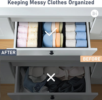 Drawer Organizer Clothes - Underwear Organizer Closet Organizers and Storage Box Dresser Organizer,Drawer Dividers for Baby Clothes,Bra,Socks, Belt, Tie, Set of 6,Pink