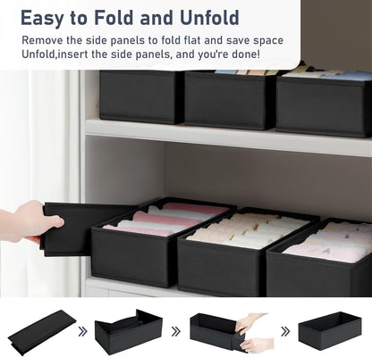 Drawer Organizer Clothes - Underwear Organizer Closet Organizers and Storage Box Dresser Organizer,Drawer Dividers for Baby Clothes,Bra,Socks, Belt, Tie, Set of 6,Pink