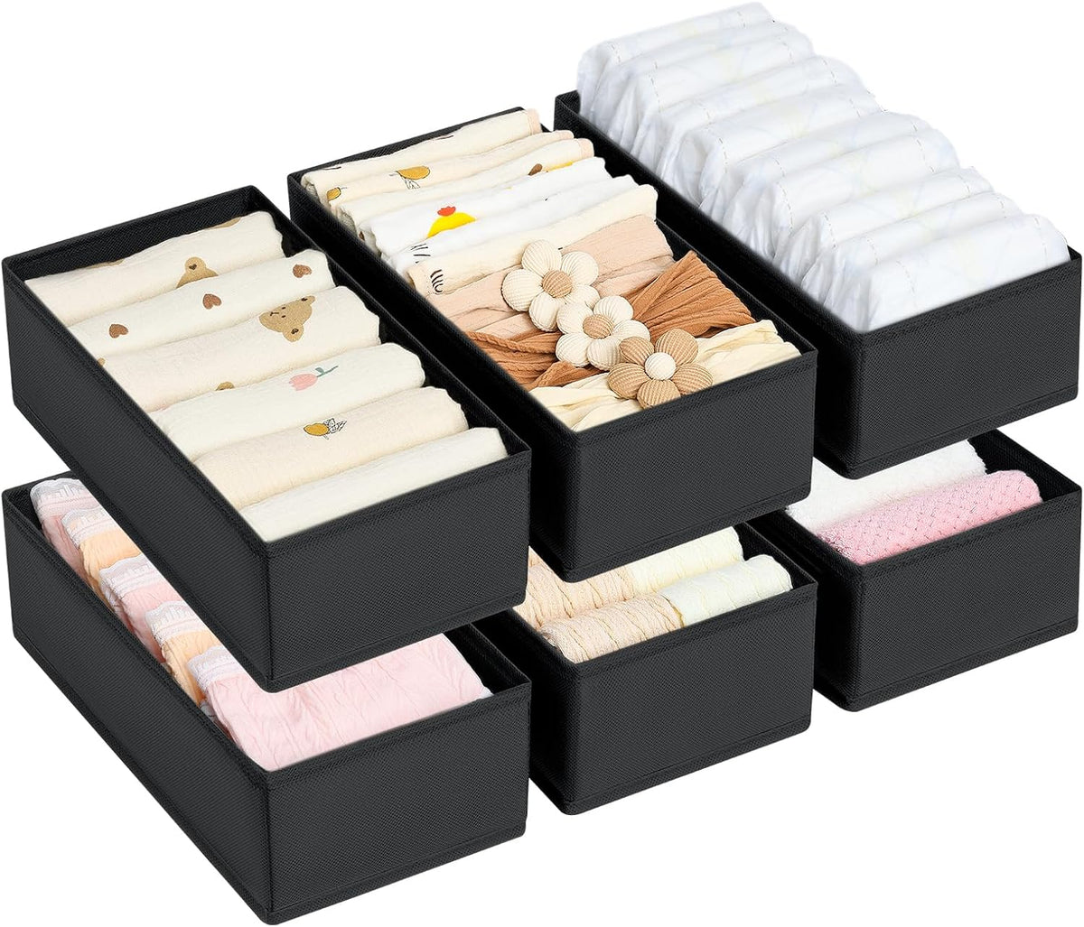Drawer Organizer Clothes - Underwear Organizer Closet Organizers and Storage Box Dresser Organizer,Drawer Dividers for Baby Clothes,Bra,Socks, Belt, Tie, Set of 6,Pink