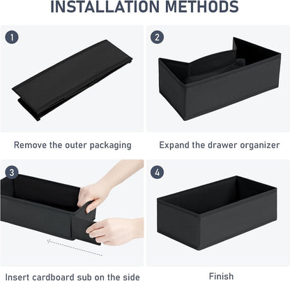 Drawer Organizer Clothes - Underwear Organizer Closet Organizers and Storage Box Dresser Organizer,Drawer Dividers for Baby Clothes,Bra,Socks, Belt, Tie, Set of 6,Pink