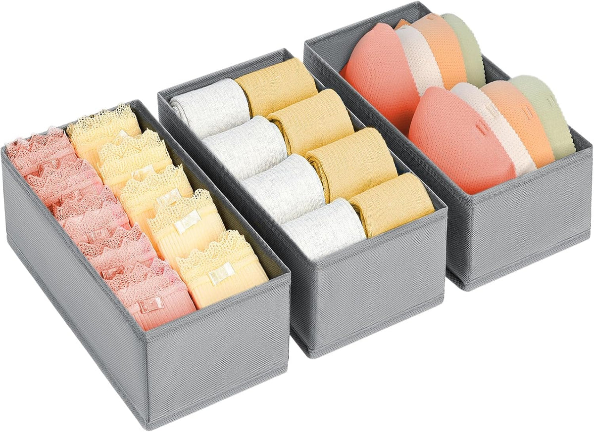 Drawer Organizer Clothes - Underwear Organizer Closet Organizers and Storage Box Dresser Organizer,Drawer Dividers for Baby Clothes,Bra,Socks, Belt, Tie, Set of 6,Pink