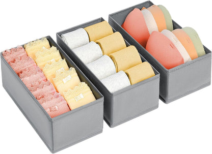 Drawer Organizer Clothes - Underwear Organizer Closet Organizers and Storage Box Dresser Organizer,Drawer Dividers for Baby Clothes,Bra,Socks, Belt, Tie, Set of 6,Pink