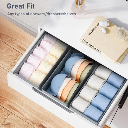 Drawer Organizer Clothes - Underwear Organizer Closet Organizers and Storage Box Dresser Organizer,Drawer Dividers for Baby Clothes,Bra,Socks, Belt, Tie, Set of 6,Pink