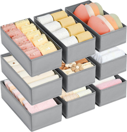 Drawer Organizer Clothes - Underwear Organizer Closet Organizers and Storage Box Dresser Organizer,Drawer Dividers for Baby Clothes,Bra,Socks, Belt, Tie, Set of 6,Pink