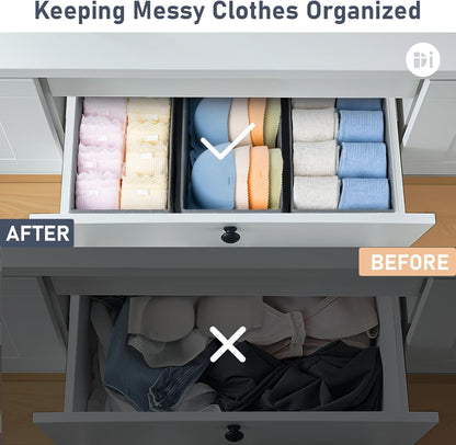 Drawer Organizer Clothes - Underwear Organizer Closet Organizers and Storage Box Dresser Organizer,Drawer Dividers for Baby Clothes,Bra,Socks, Belt, Tie, Set of 6,Pink