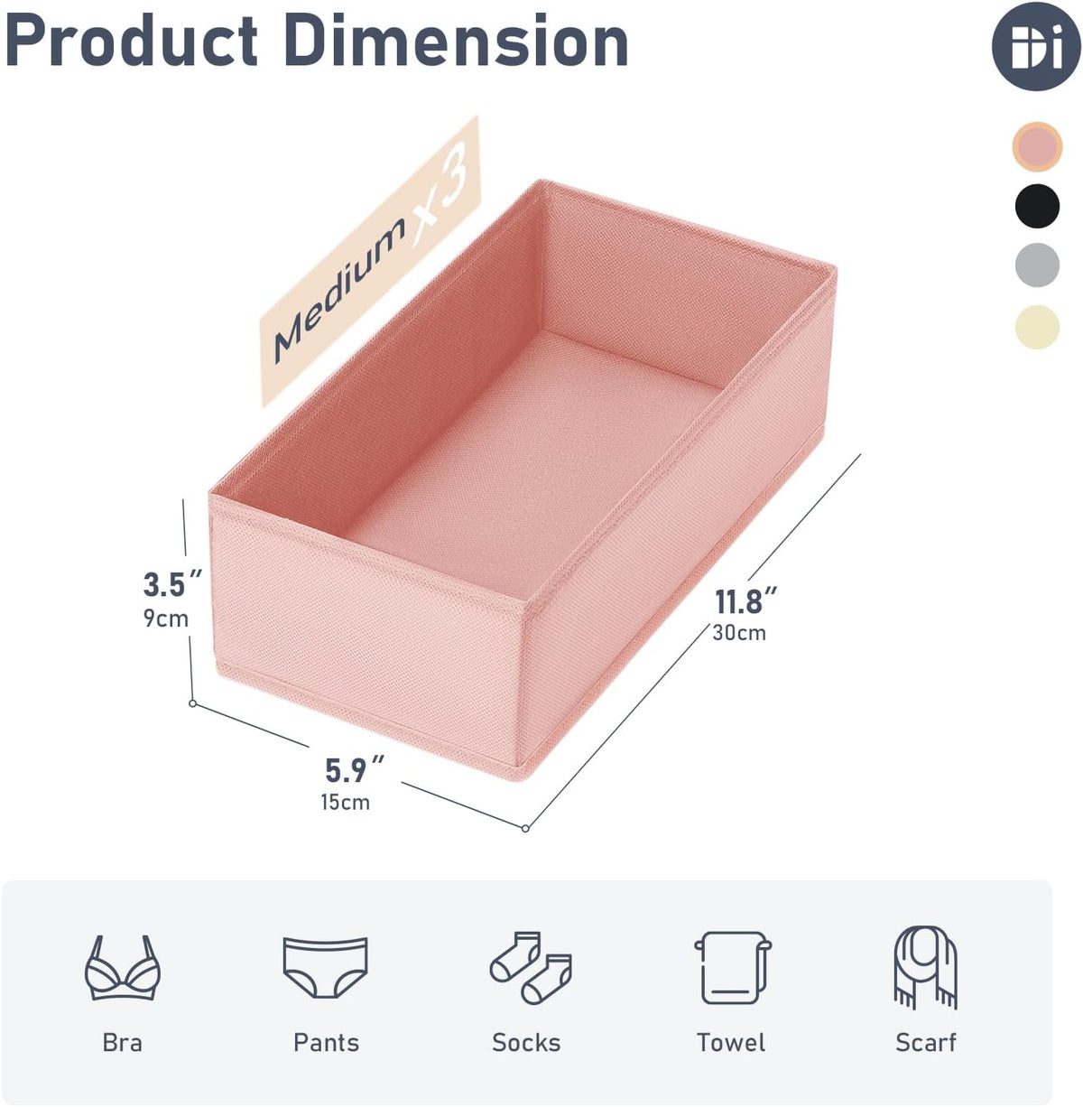 Drawer Organizer Clothes - Underwear Organizer Closet Organizers and Storage Box Dresser Organizer,Drawer Dividers for Baby Clothes,Bra,Socks, Belt, Tie, Set of 6,Pink