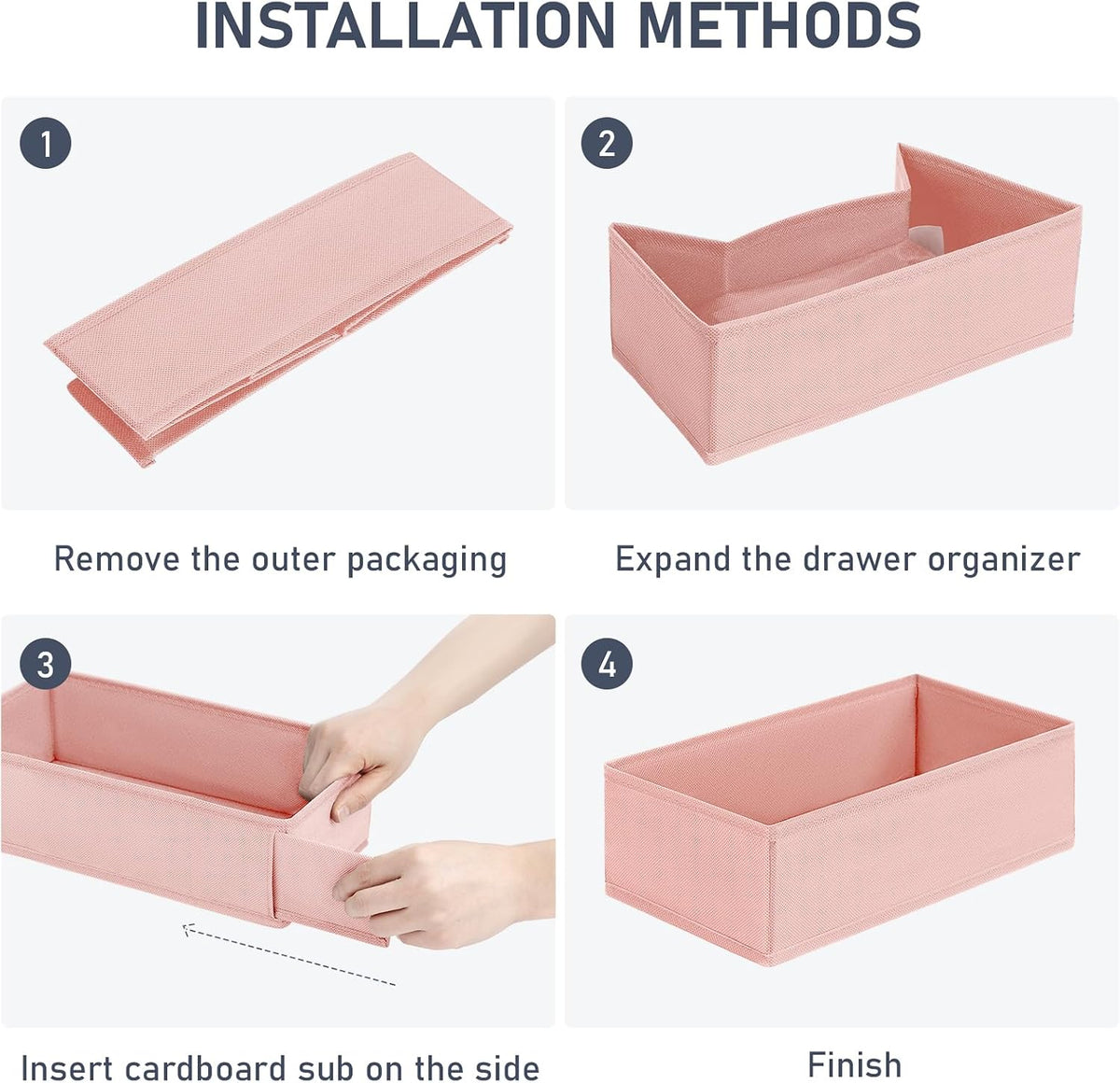 Drawer Organizer Clothes - Underwear Organizer Closet Organizers and Storage Box Dresser Organizer,Drawer Dividers for Baby Clothes,Bra,Socks, Belt, Tie, Set of 6,Pink