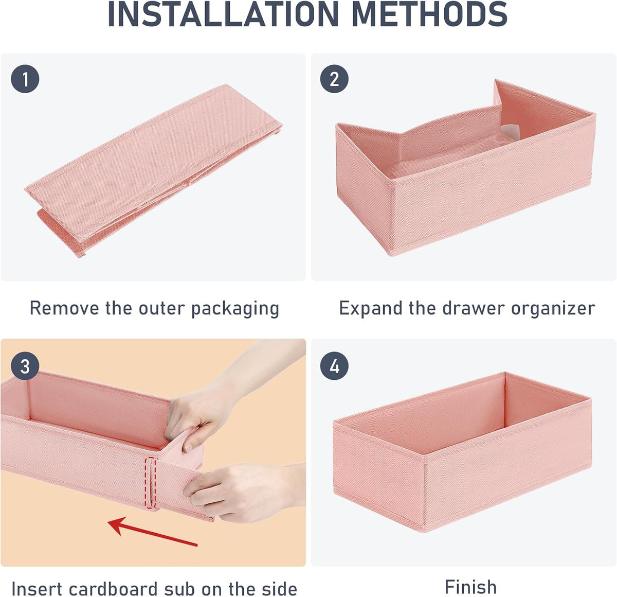 Drawer Organizer Clothes - Underwear Organizer Closet Organizers and Storage Box Dresser Organizer,Drawer Dividers for Baby Clothes,Bra,Socks, Belt, Tie, Set of 6,Pink