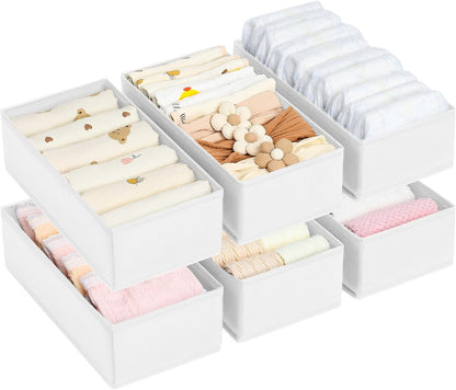 Drawer Organizer Clothes - Underwear Organizer Closet Organizers and Storage Box Dresser Organizer,Drawer Dividers for Baby Clothes,Bra,Socks, Belt, Tie, Set of 6,Pink
