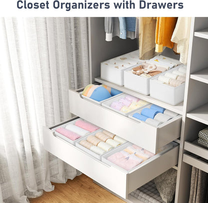 Drawer Organizer Clothes - Underwear Organizer Closet Organizers and Storage Box Dresser Organizer,Drawer Dividers for Baby Clothes,Bra,Socks, Belt, Tie, Set of 6,Pink