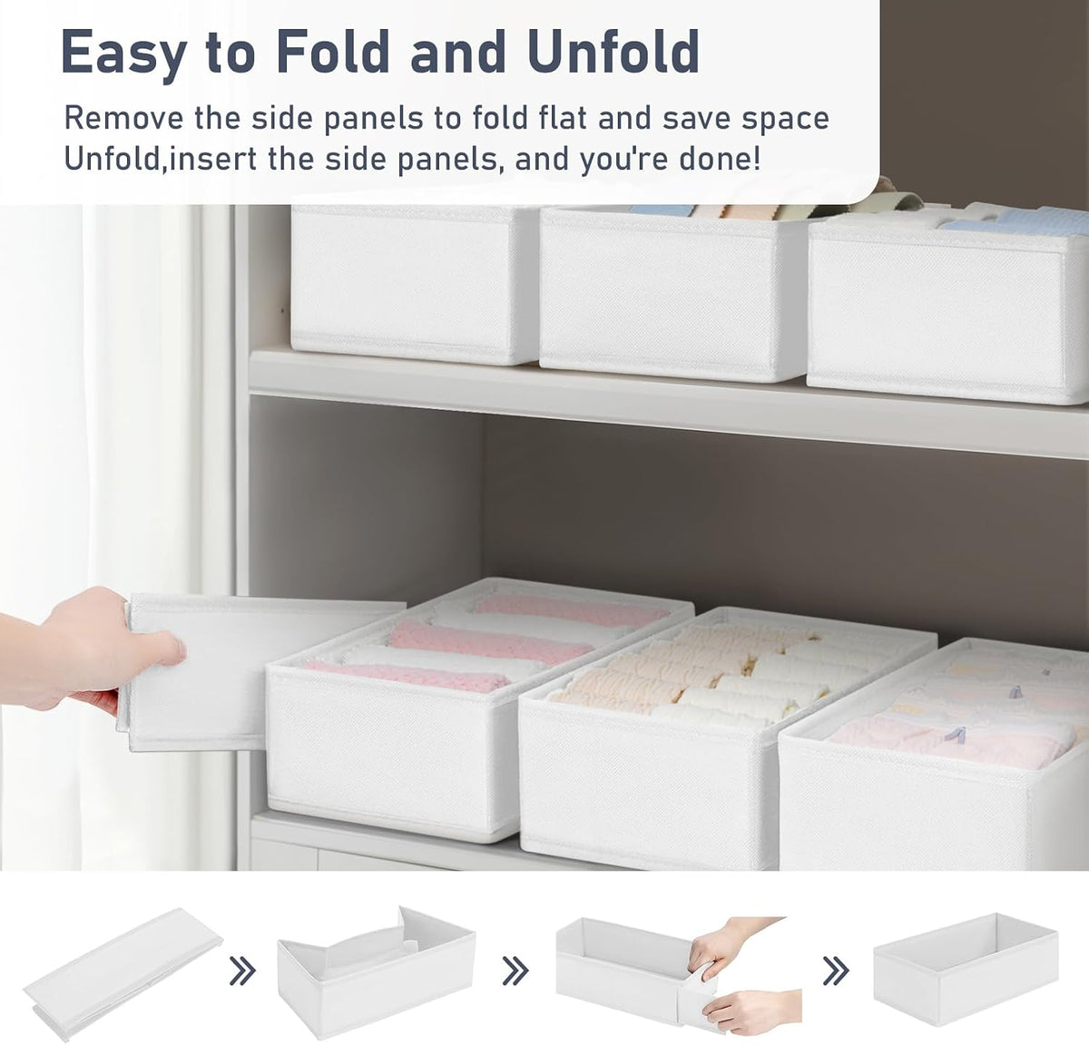 Drawer Organizer Clothes - Underwear Organizer Closet Organizers and Storage Box Dresser Organizer,Drawer Dividers for Baby Clothes,Bra,Socks, Belt, Tie, Set of 6,Pink