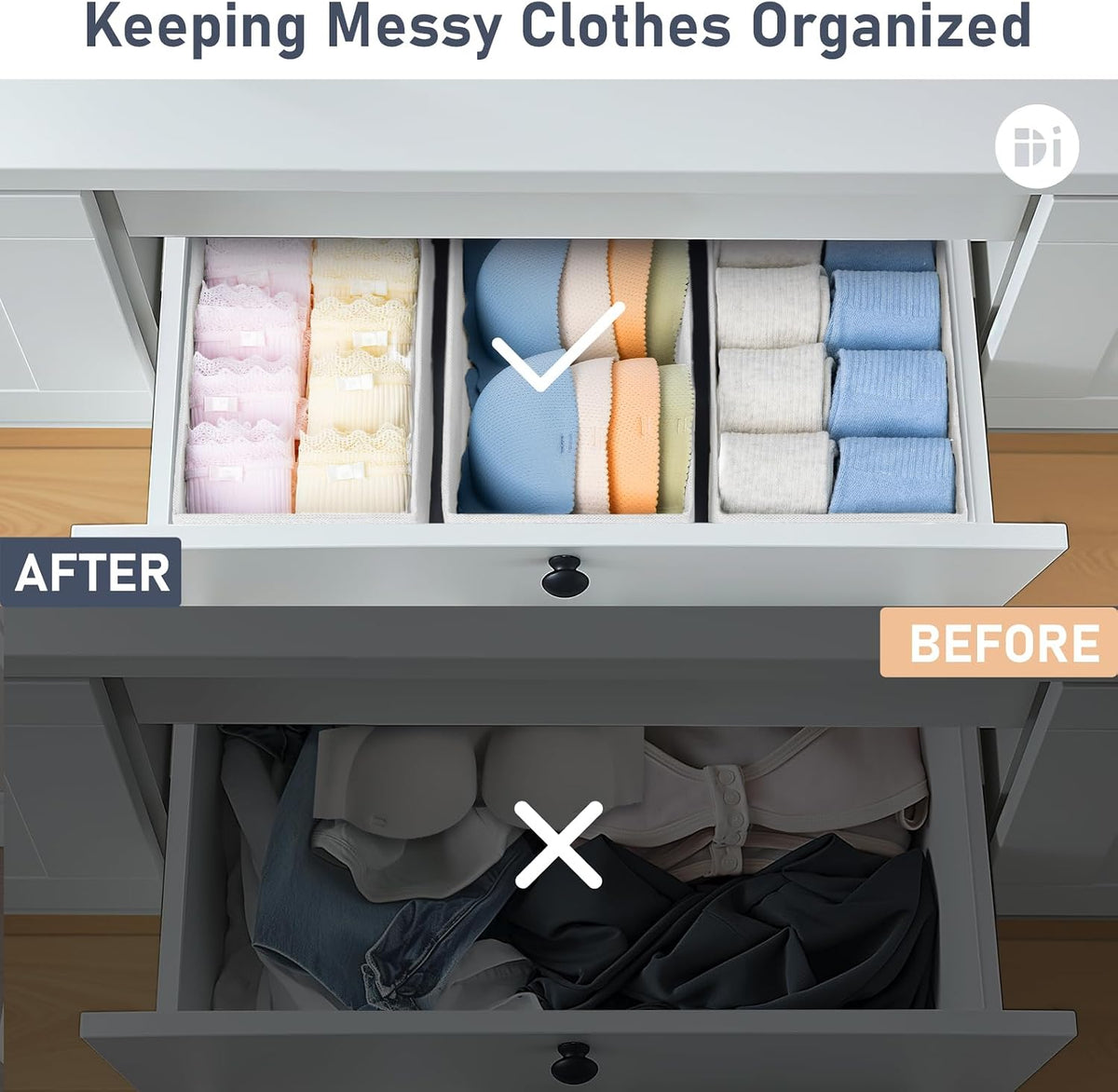 Drawer Organizer Clothes - Underwear Organizer Closet Organizers and Storage Box Dresser Organizer,Drawer Dividers for Baby Clothes,Bra,Socks, Belt, Tie, Set of 6,Pink