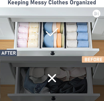 Drawer Organizer Clothes - Underwear Organizer Closet Organizers and Storage Box Dresser Organizer,Drawer Dividers for Baby Clothes,Bra,Socks, Belt, Tie, Set of 6,Pink