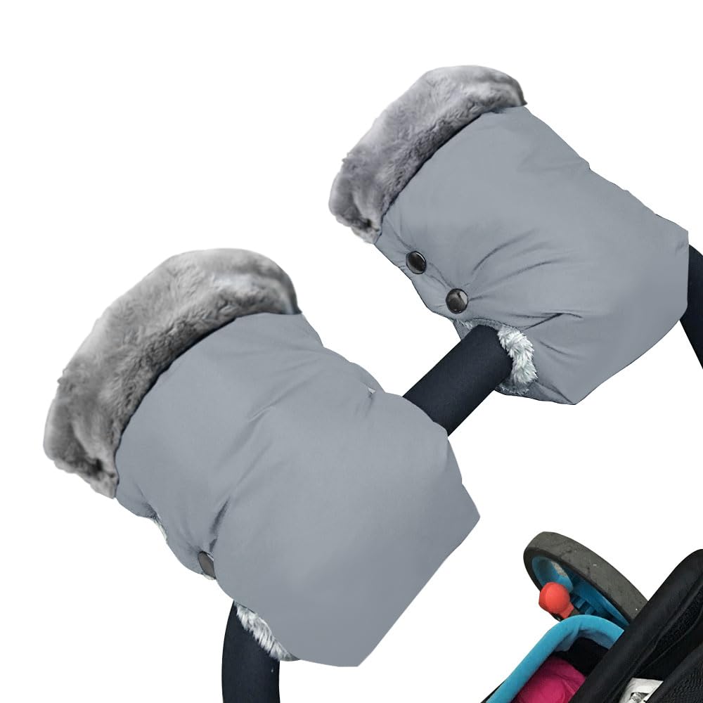 Baby Stroller Hand Muff Gloves, Thick Waterproof Gloves, 1 Pair, Grey