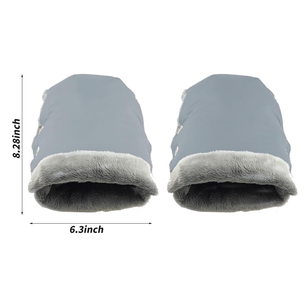 Baby Stroller Hand Muff Gloves, Thick Waterproof Gloves, 1 Pair, Grey