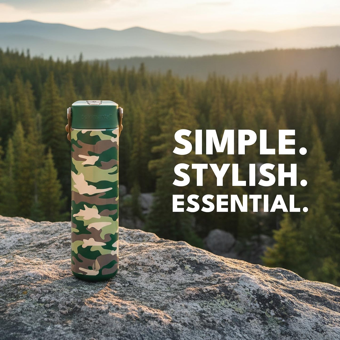 Insulated Water Bottle for Teen Boys & Girls, Stainless Steel Water Bottle with Straw & Pop-It Handle, Leak-Proof Water Bottles for School, Travelling and Sport - Light Patterns - 24oz