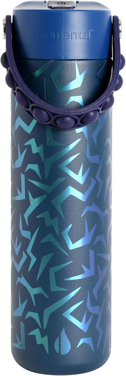 Insulated Water Bottle for Teen Boys & Girls, Stainless Steel Water Bottle with Straw & Pop-It Handle, Leak-Proof Water Bottles for School, Travelling and Sport - Light Patterns - 24oz